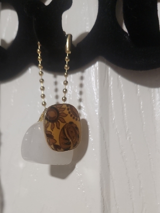 Jewelry - Sunflower Accent Yellow and White Pendant Necklace, With Rose Quartz. A Stone.